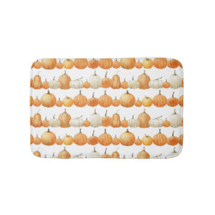 Autumn Pumpkin: Aquarellfarben Illustration Patter Badematte
