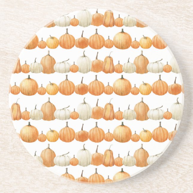 Autumn Pumpkin: Aquarellfarben Illustration Patter Getränkeuntersetzer (Vorne)