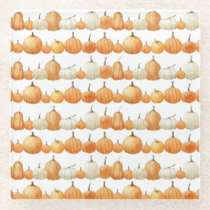Autumn Pumpkin: Aquarellfarben Illustration Patter Glasuntersetzer