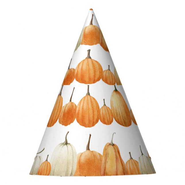 Autumn Pumpkin: Aquarellfarben Illustration Patter Partyhütchen (Vorderseite)