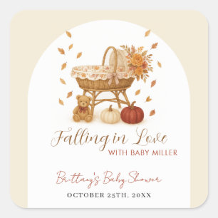 Autumn Pumpkin Baby Dusche Quadratischer Aufkleber