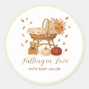Autumn Pumpkin Baby Dusche Runder Aufkleber