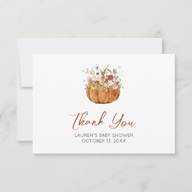 Autumn Pumpkin Baby Showdusche Danke Karte (Vorderseite)