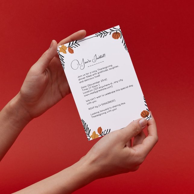 Autumn Pumpkin Blätter Frame Erntedank Einladung (Autumn Pumpkin Leaves Frame Thanksgiving Invitation)