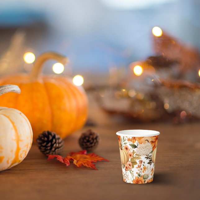 Autumn Pumpkin Bouquet Design Pappbecher (Von Creator hochgeladen)