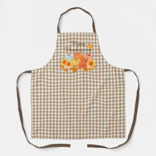 Autumn Pumpkin Brown Gingham Schürze