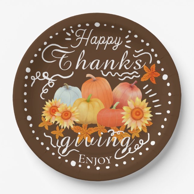 Autumn Pumpkin Brown Pappteller (Vorderseite)