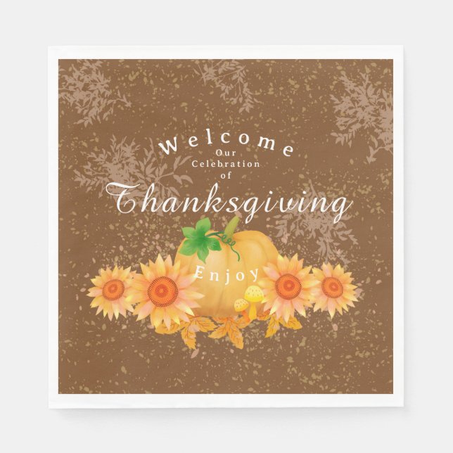 Autumn Pumpkin Brown Serviette (Vorderseite)