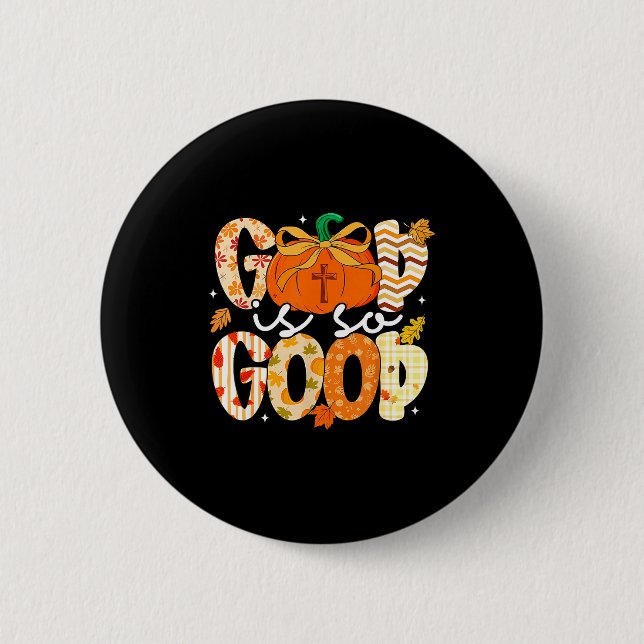 Autumn Pumpkin Christian Thanksgiving Faith God Is Button (Vorderseite)