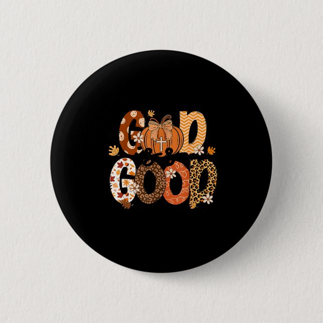 Autumn Pumpkin Christian Thanksgiving Faith God Is Button (Vorderseite)