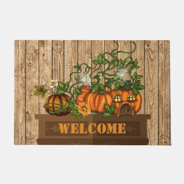 Autumn Pumpkin Door Mat Fußmatte (Vorderseite)