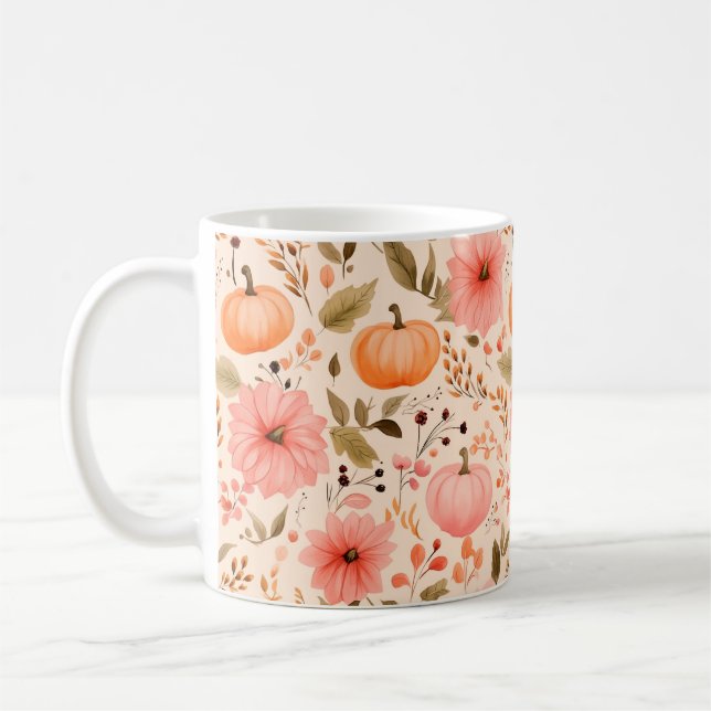 Autumn Pumpkin Floral Tasse (Links)