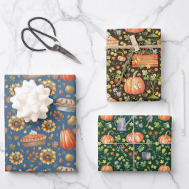 Autumn Pumpkin Garden Floral Geschenkpapier Set