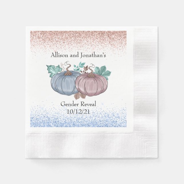 Autumn Pumpkin Gender Offenbarung pinkfarbenen bla Serviette (Vorderseite)