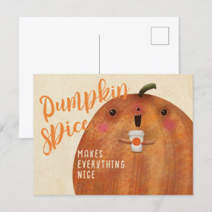 Autumn Pumpkin Gewürz Latte Halloween Fall Postkarte