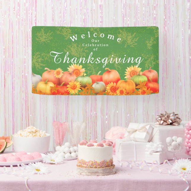 Autumn Pumpkin Green Banner (Party)