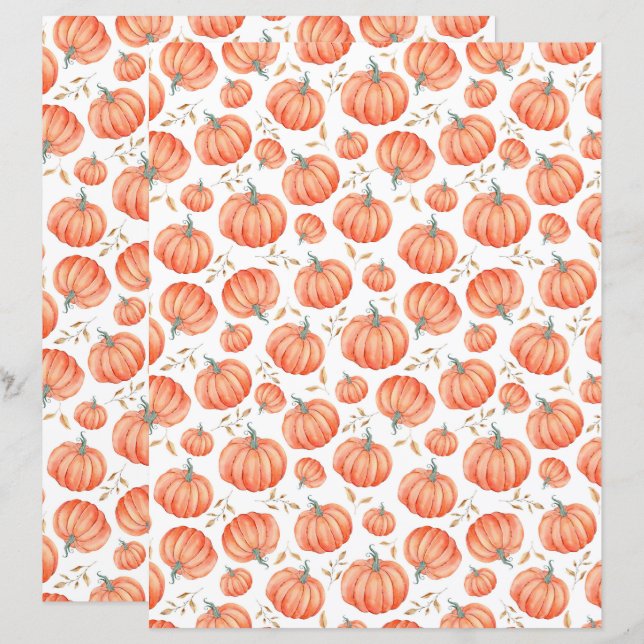 Autumn Pumpkin Halloween Scrapbook Paper (Weißes B (Vorne/Hinten)
