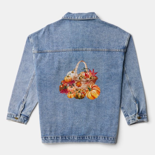 Autumn Pumpkin Harvest Basket Jeansjacke (Rückseite)