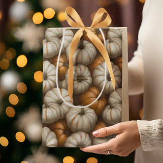 Autumn Pumpkin Harvest Pattern | Rustikaler Fall Mittlere Geschenktüte