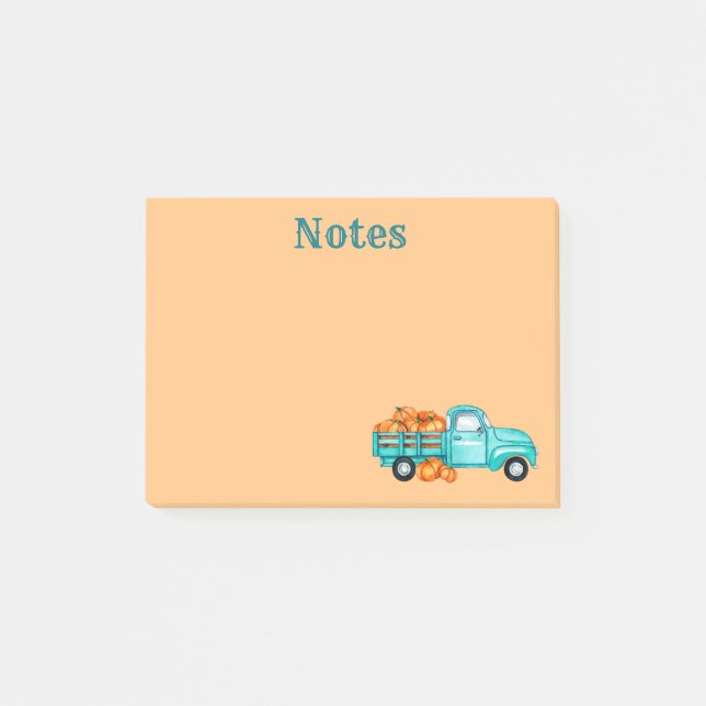 Autumn Pumpkin Harvest Truck Post-It Notes Klebezettel (Vorderseite)