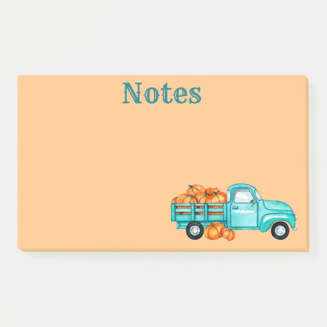 Autumn Pumpkin Harvest Truck Post-It Notes Klebezettel (Vorderseite)