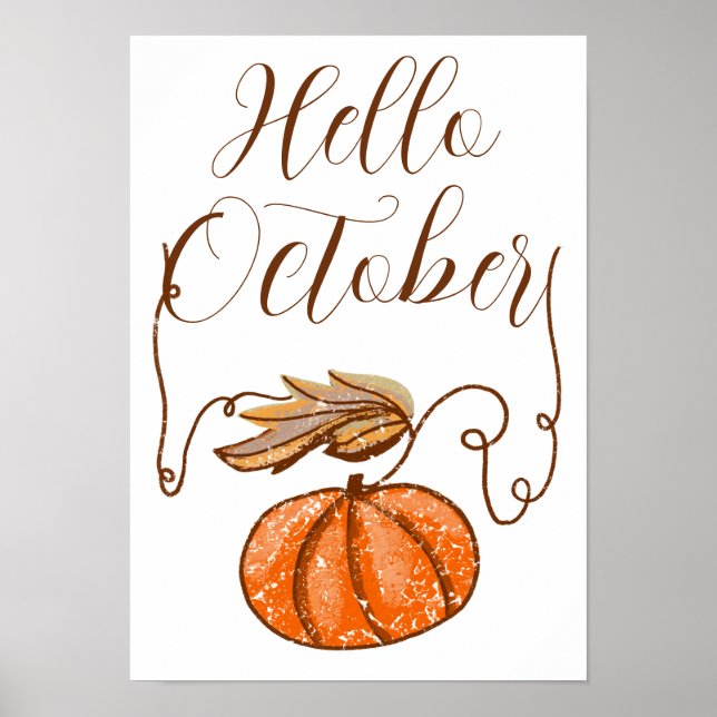Autumn Pumpkin Hello October Poster (Vorne)