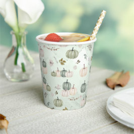 Autumn Pumpkin Herbstlaubs Green Geburtstag Pappbecher