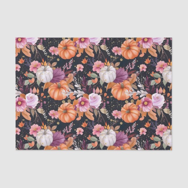 Autumn Pumpkin Herbstlaubs Rustic Decoupage Seidenpapier (Vorderseite)