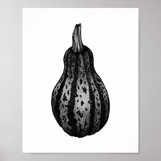 Autumn Pumpkin Ink Stipple Zeichnend Poster (Vorne)