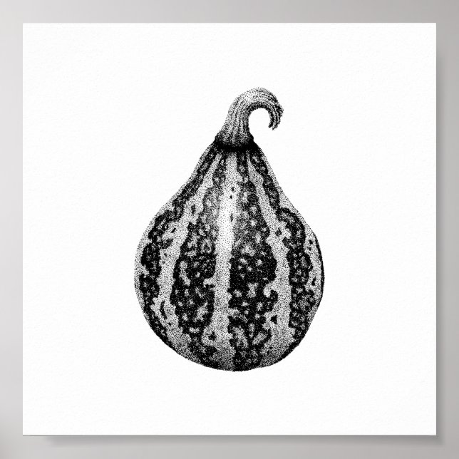 Autumn Pumpkin Ink Stipple Zeichnend Poster (Vorne)