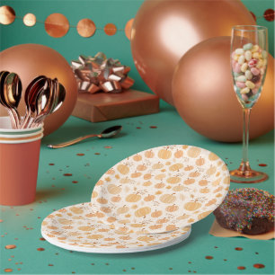 Autumn Pumpkin & Leaf Pattern Kinderdusche Pappteller