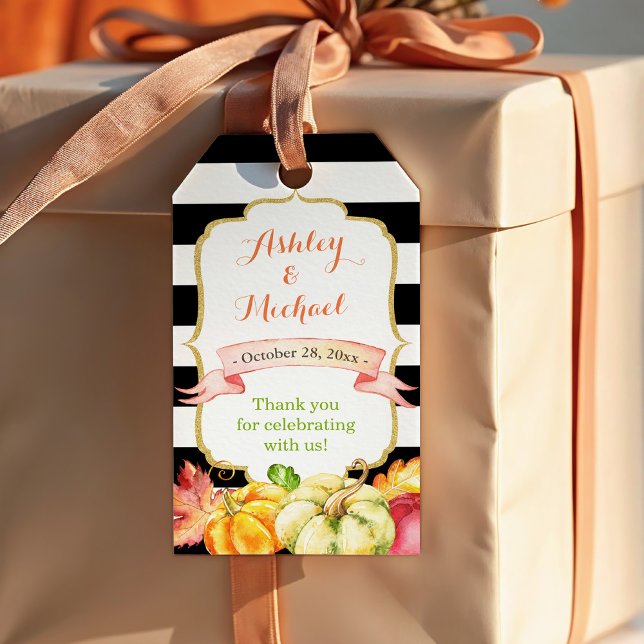 Autumn Pumpkin Maple Blätter Hochzeit im Herbst Da Geschenkanhänger (Von Creator hochgeladen)