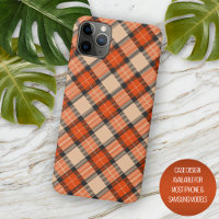 Autumn Pumpkin Orange Brown Tartan Muster