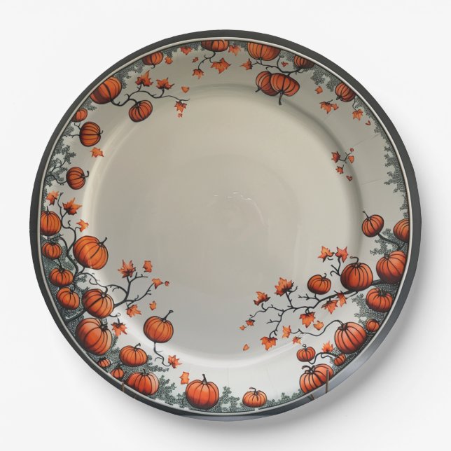 Autumn Pumpkin Paper Plate Pappteller (Vorderseite)