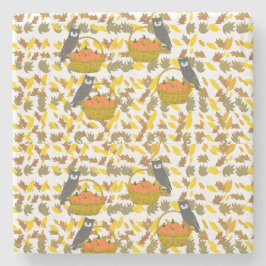 Autumn Pumpkin Pattern Absorber Stone Coaster Set Steinuntersetzer