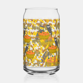 Autumn Pumpkin Pattern Can Glass for Fall Drinks Dosenglas
