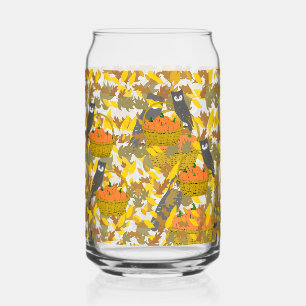 Autumn Pumpkin Pattern Can Glass for Fall Drinks Dosenglas