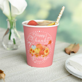 Autumn Pumpkin Peach Pappbecher