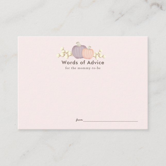 Autumn Pumpkin Pink Baby Shower Cards Begleitkarte (Vorderseite)