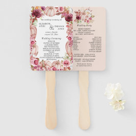 Autumn Pumpkin Pink Burgundy Wedding Program Fächer