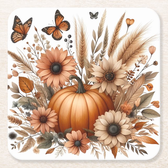 Autumn Pumpkin Rechteckiger Pappuntersetzer (Vorderseite)