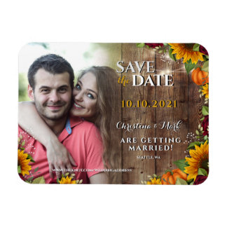 Autumn Pumpkin Rustic Rose Sunflower Foto Magnet