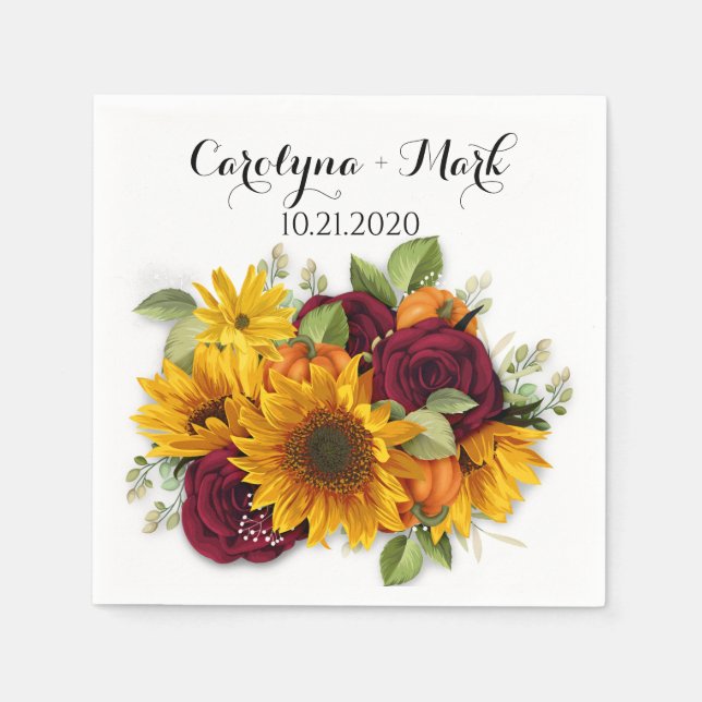 Autumn Pumpkin Rustic Wedding Napkins Serviette (Vorderseite)