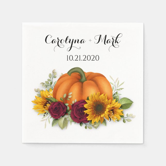 Autumn Pumpkin Rustic Wedding Napkins Serviette (Vorderseite)