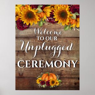 Autumn Pumpkin Rustic Wedding unplugged Zeichen Poster