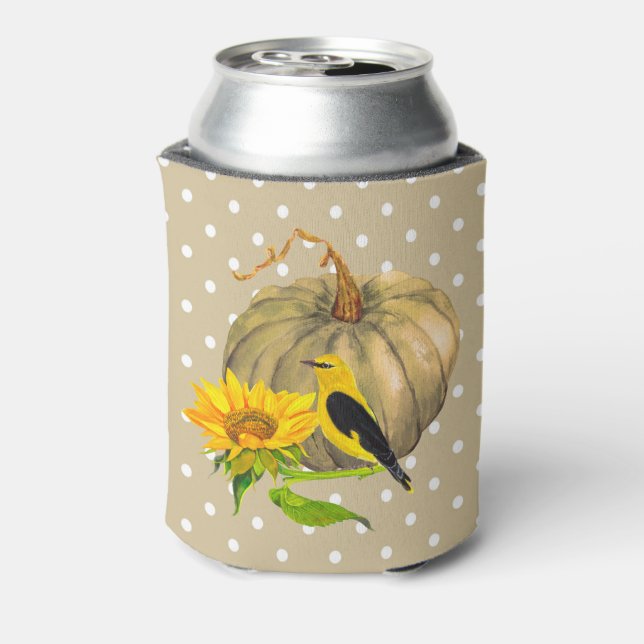 Autumn Pumpkin Sonnenblume und Finch Dosenkühler (Kanne Rückseite)