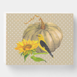 Autumn Pumpkin Sonnenblume und Finch Holzkisten Schild