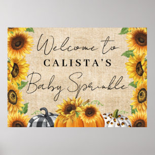 Autumn Pumpkin Sunflower Baby Sprinkle Willkommen Poster