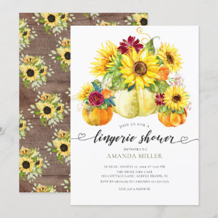 Autumn Pumpkin Sunflower Bridal Lingerie Dusche Einladung
