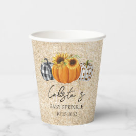 Autumn Pumpkin Sunflower Burlap Baby Sprinkle Pappbecher